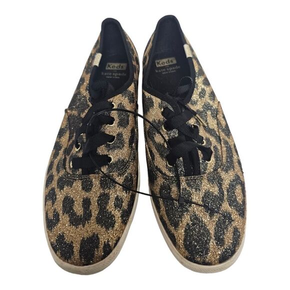 KEDS x KATE SPADE Leopard Print Glitter Sneakers - Size 9 - Picture 2 of 9